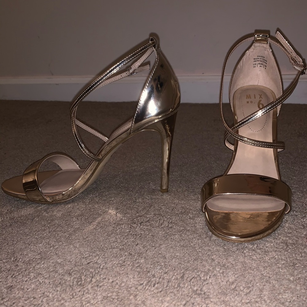 Gold strappy heels